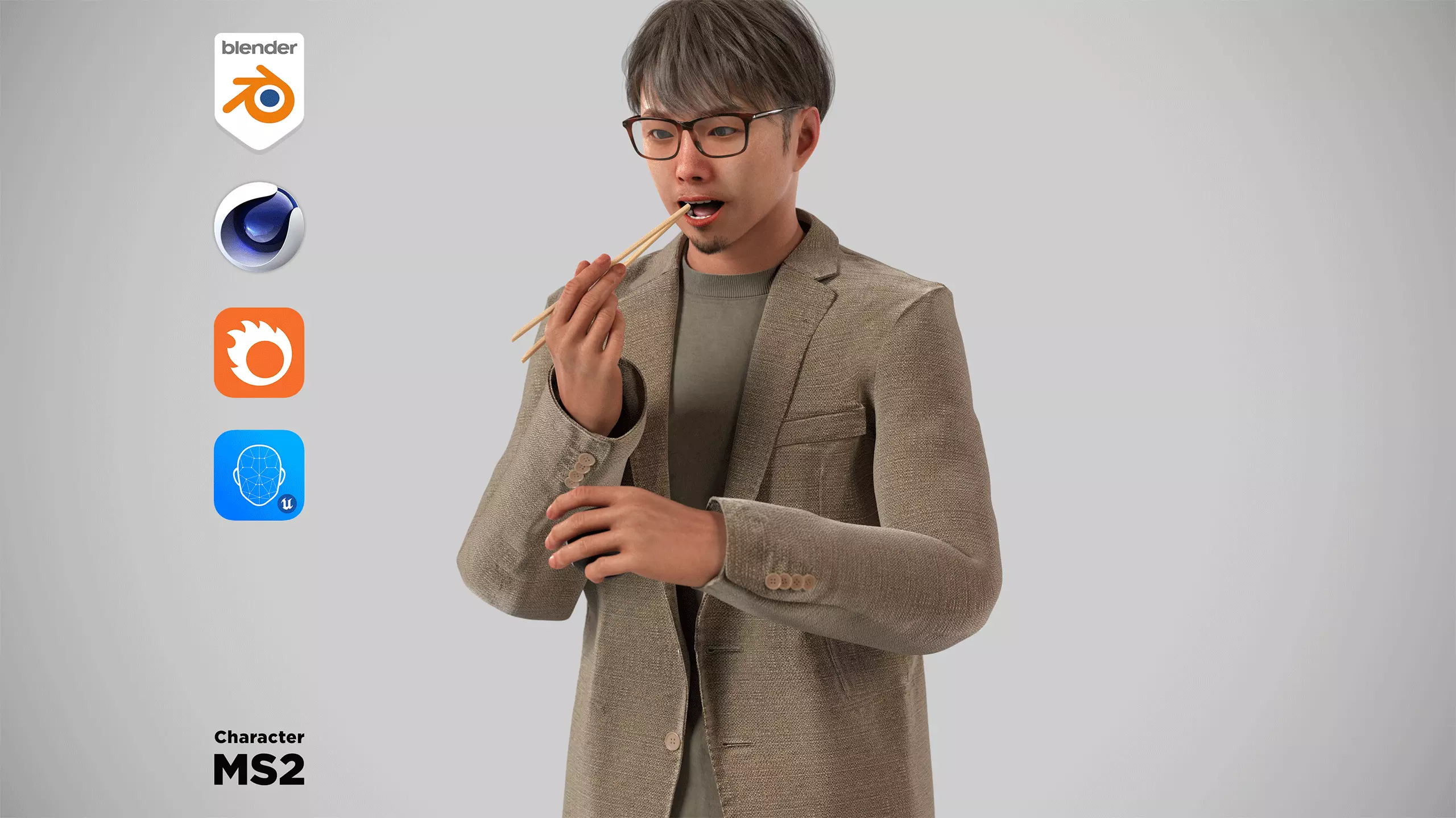 Modular Character - Asian Casual Man - MS2 Low-poly 3D model_0