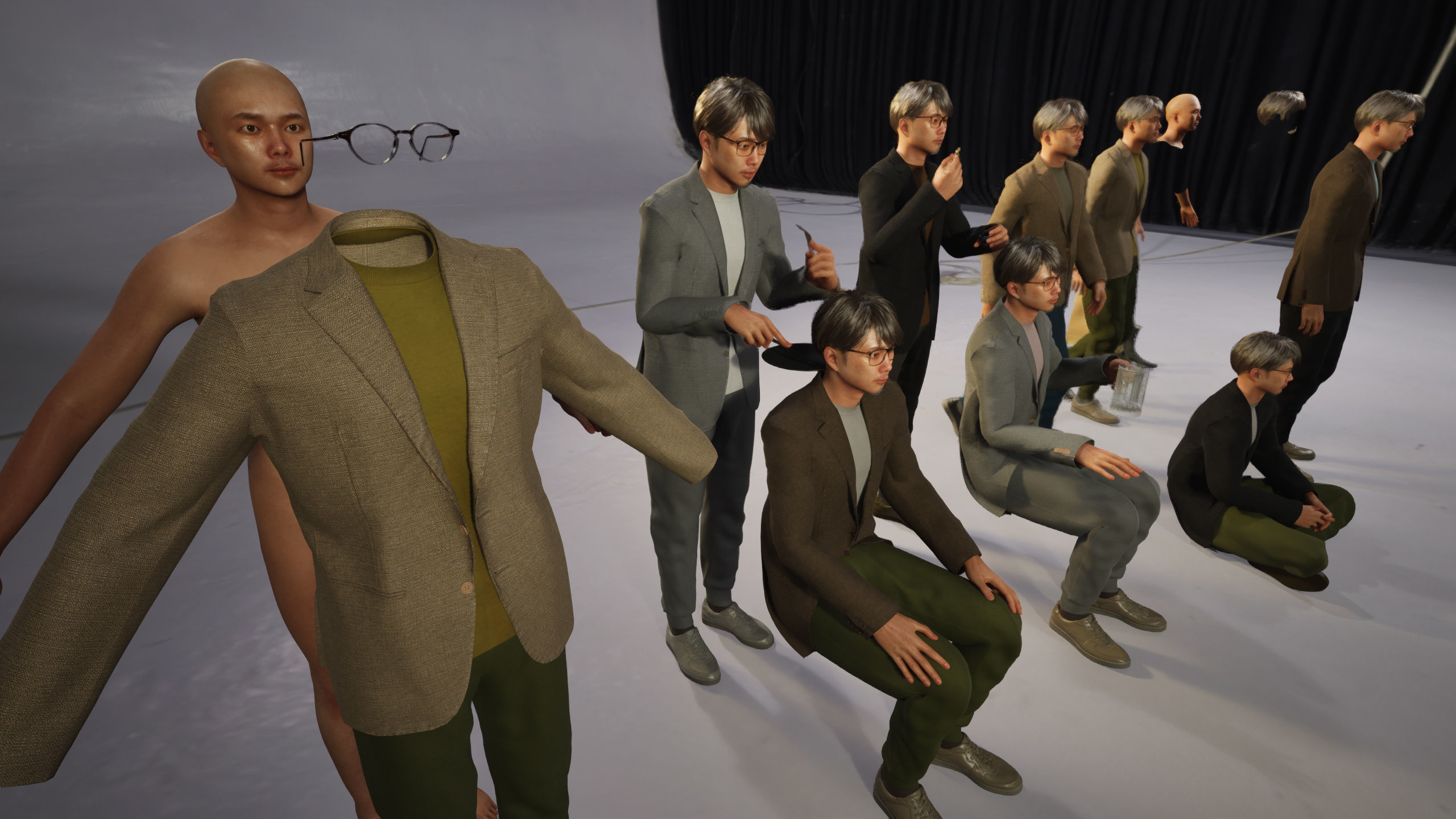 Modular Character - Asian Casual Man - MS2 Low-poly 3D model_4