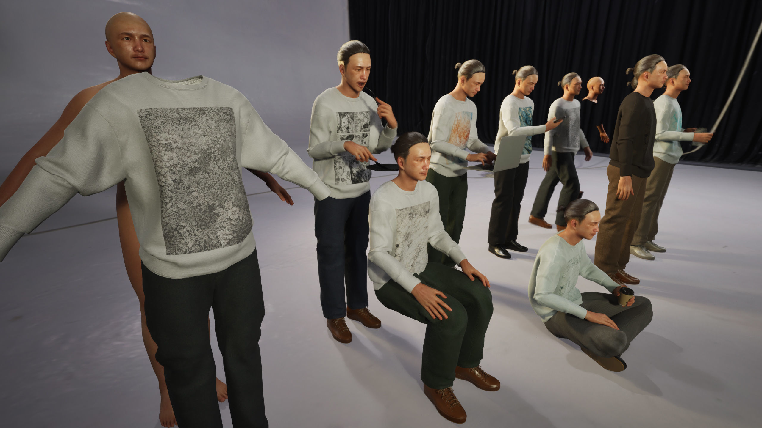 Modular Character - Asian Casual Man - MU2 Low-poly 3D model_2