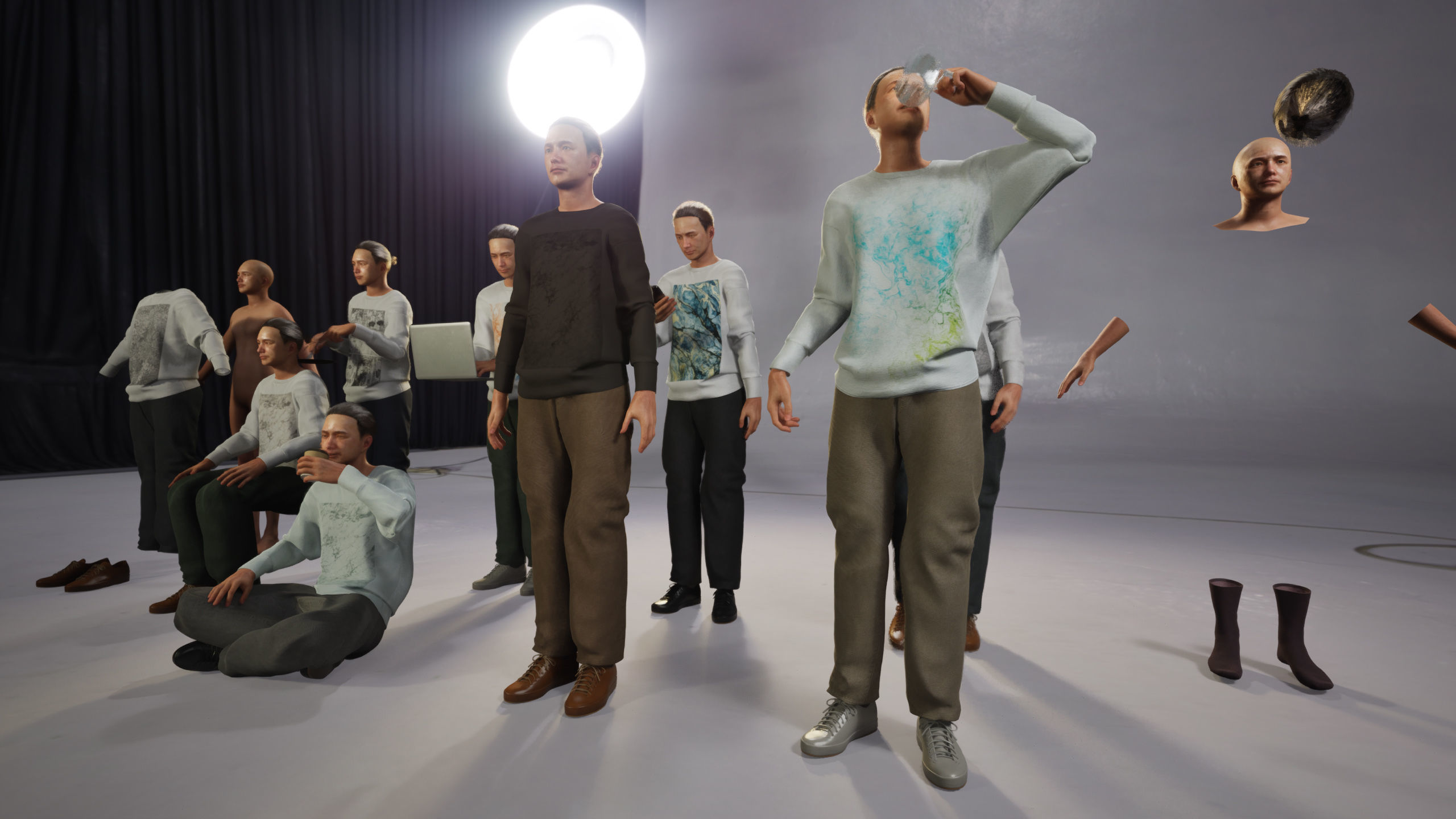 Modular Character - Asian Casual Man - MU2 Low-poly 3D model_6