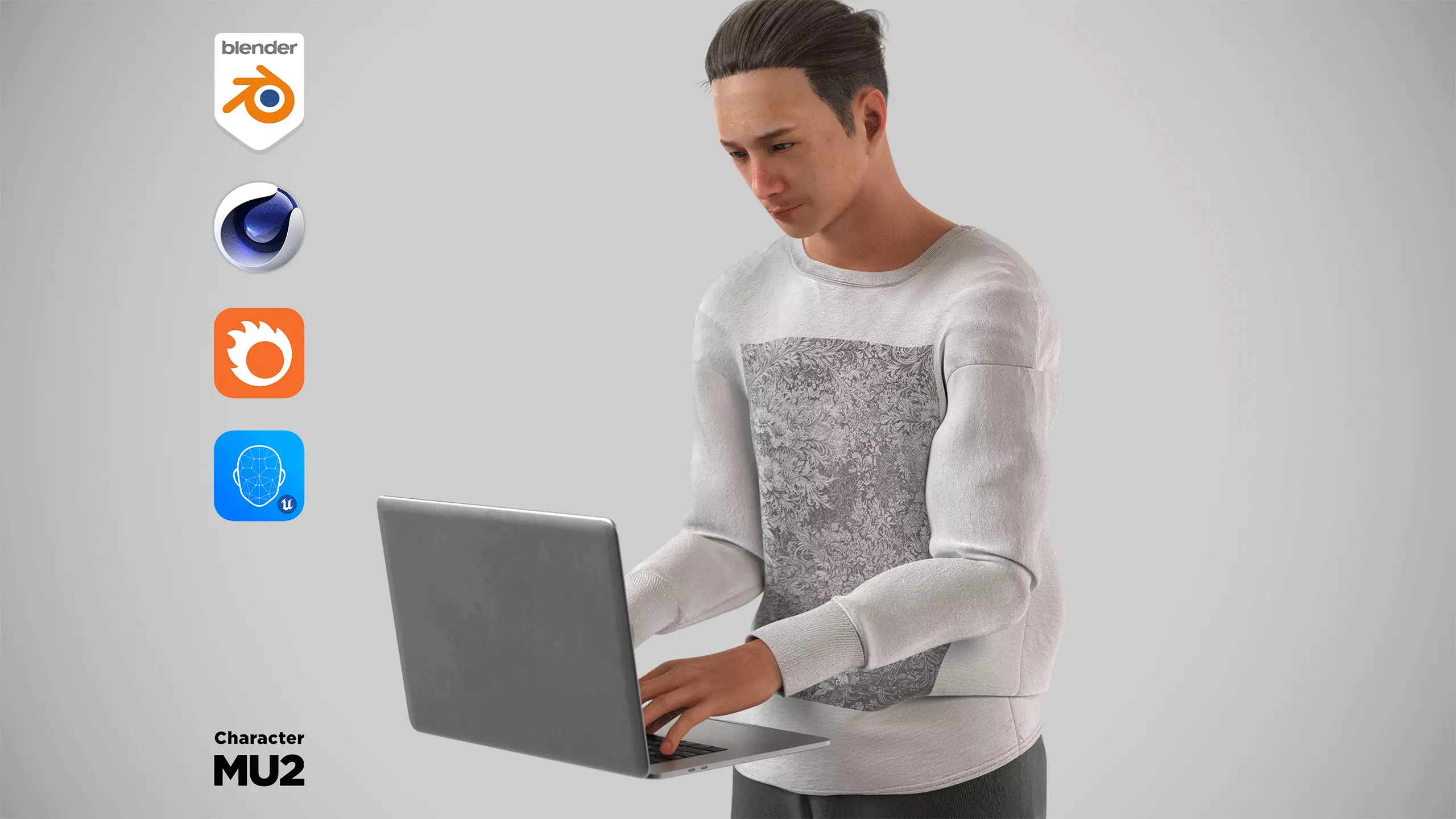 Modular Character - Asian Casual Man - MU2 Low-poly 3D model_0