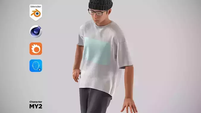 Modular Character - Asian Casual Man - MY2 Low-poly 3D model