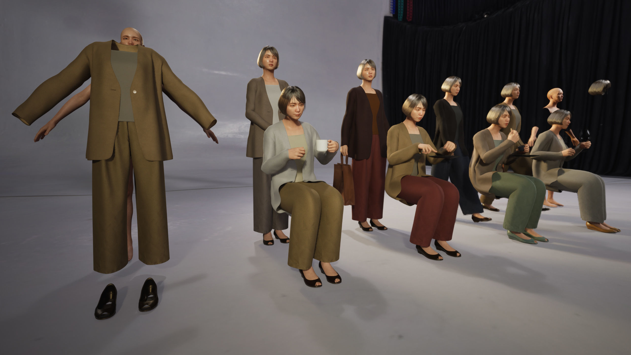 Modular Character - Asian Smart Casual Woman - FH2 Low-poly 3D model_9