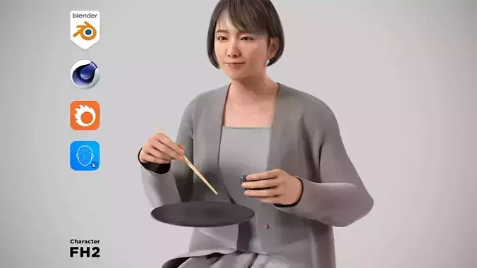 Modular Character - Asian Smart Casual Woman - FH2 Low-poly 3D model