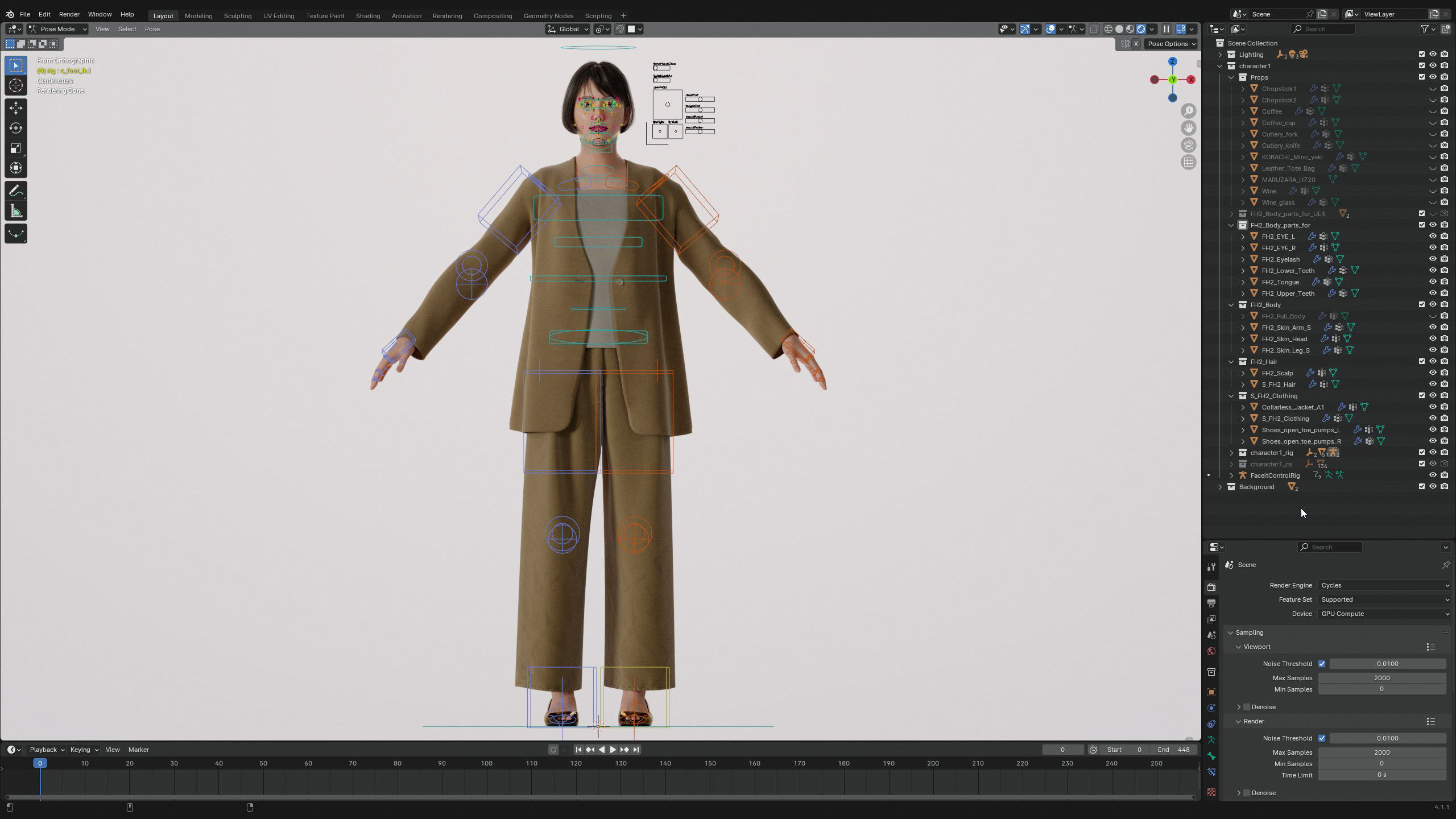 Modular Character - Asian Smart Casual Woman - FH2 Low-poly 3D model_14