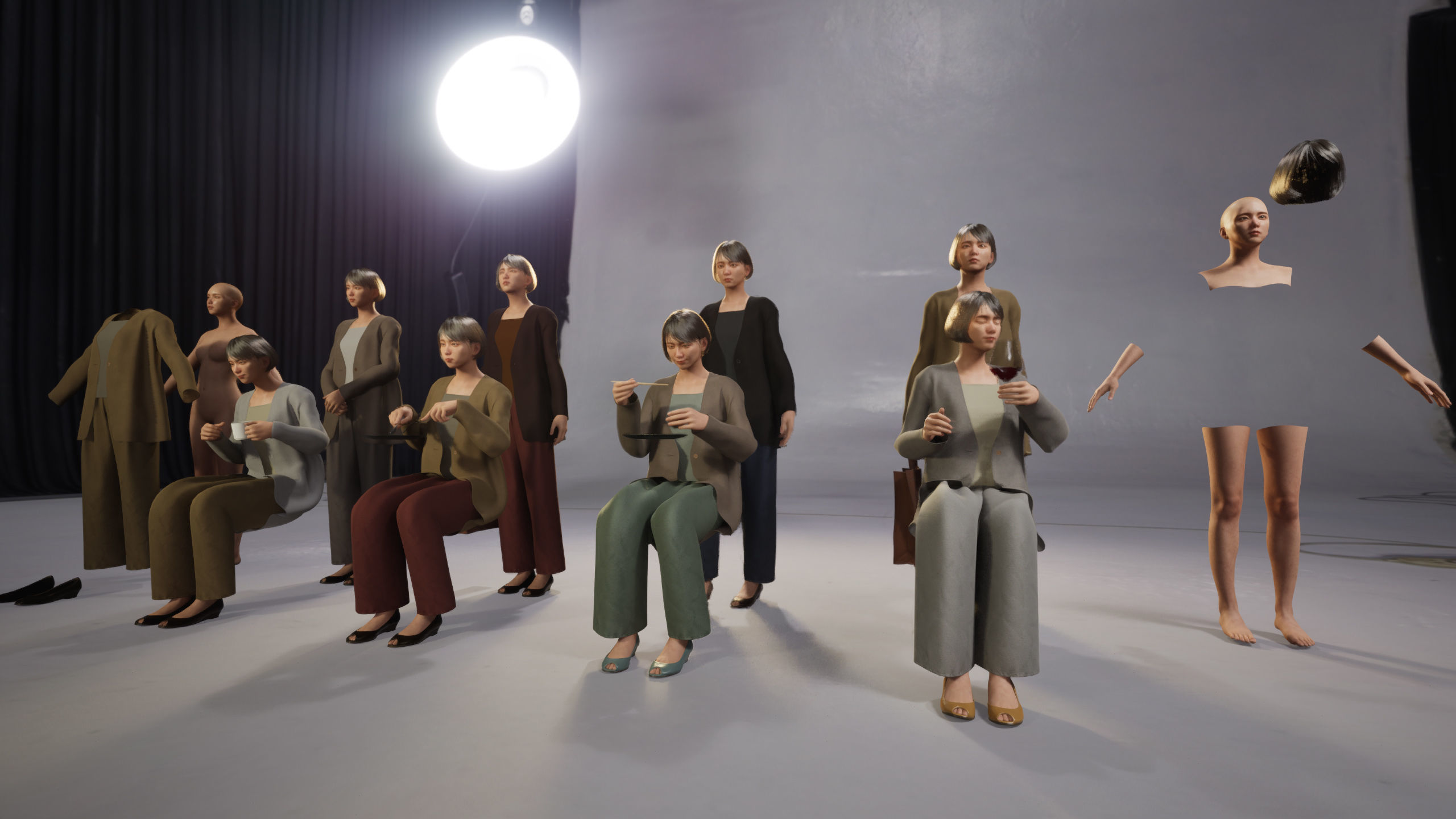 Modular Character - Asian Smart Casual Woman - FH2 Low-poly 3D model_6