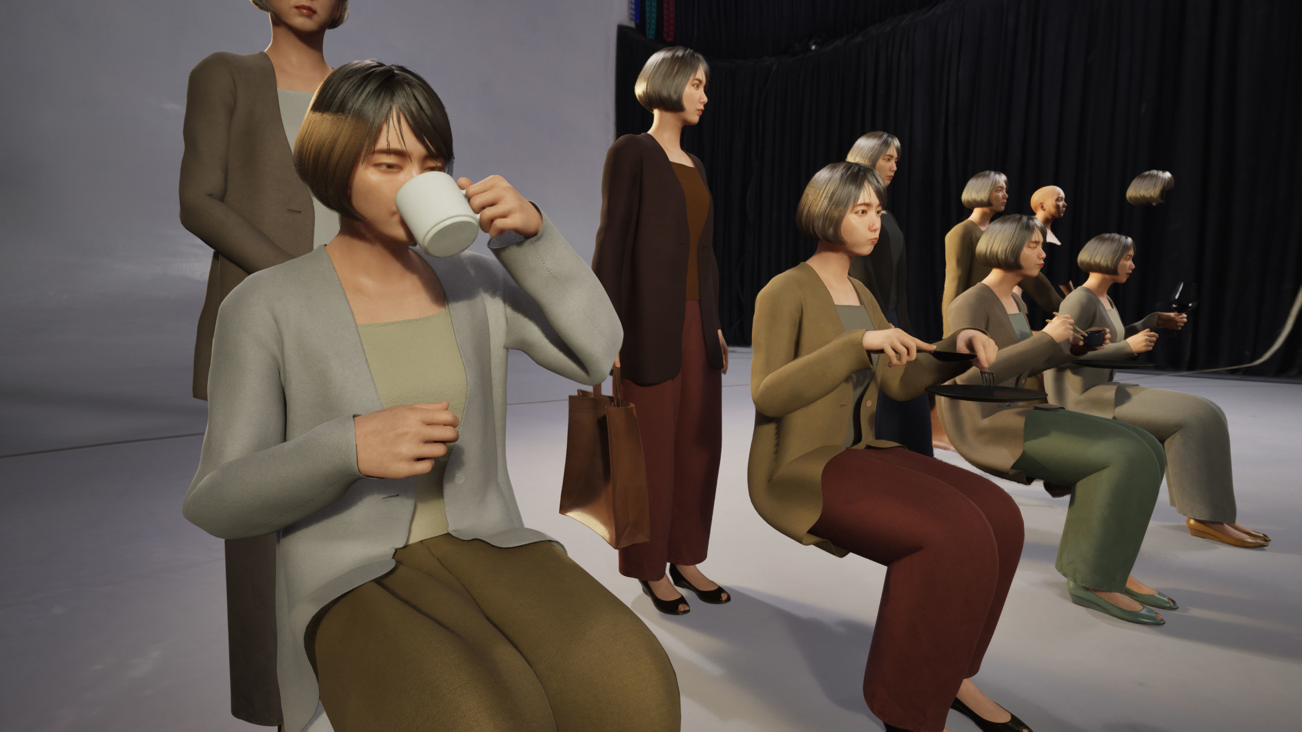 Modular Character - Asian Smart Casual Woman - FH2 Low-poly 3D model_10
