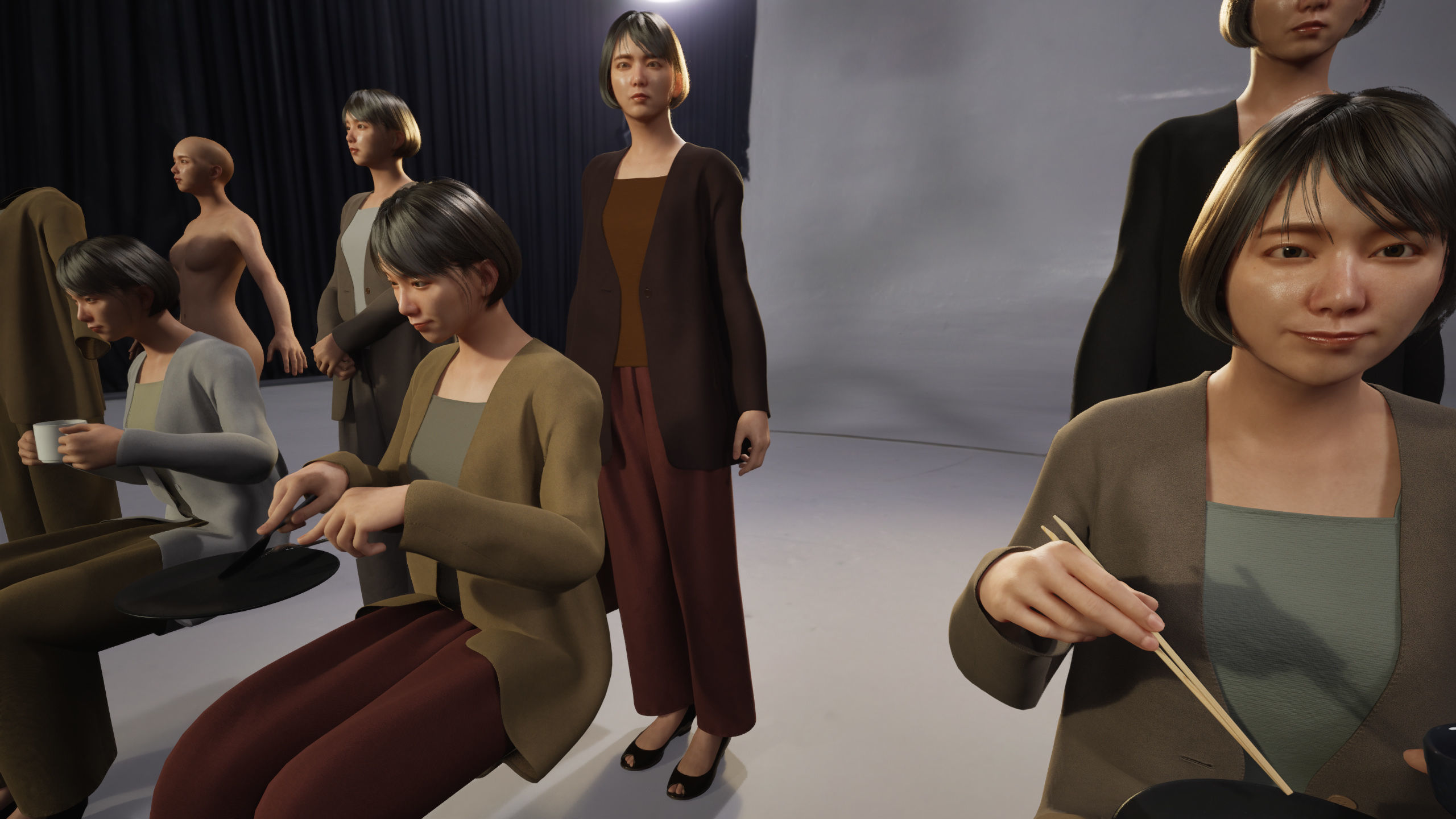 Modular Character - Asian Smart Casual Woman - FH2 Low-poly 3D model_4