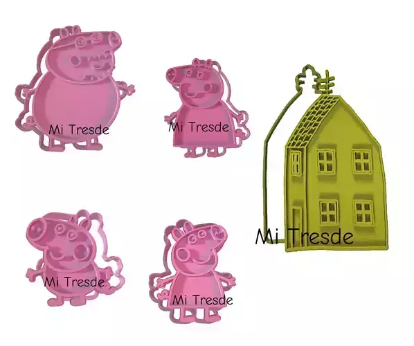 peppa pig family and house cutter and stamp