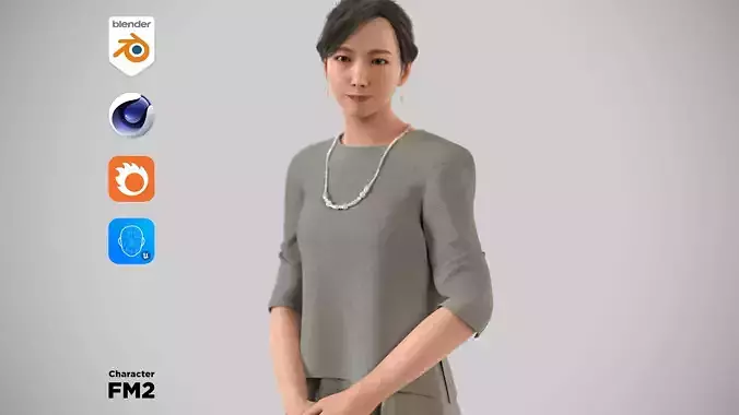Modular Character - Asian Smart Casual Woman - FM2 Low-poly 3D model