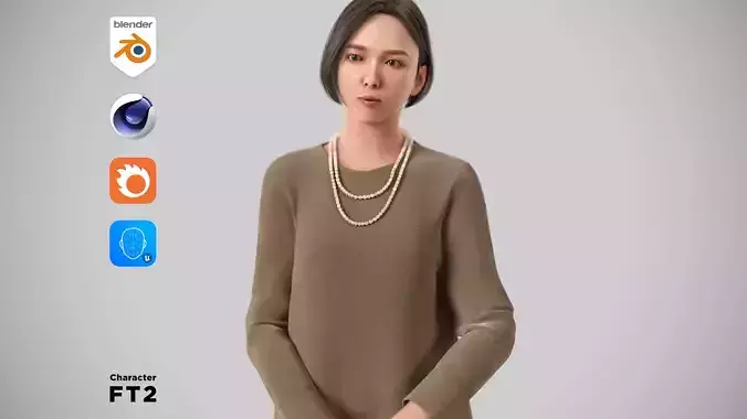 Modular Character - Asian Smart Casual Woman - FT2 Low-poly 3D model