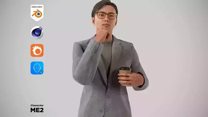 Modular Character - Asian Smart Casual Man - ME2 Low-poly 3D model