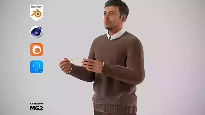 Modular Character - Asian Smart Casual Man - MG2 Low-poly 3D model