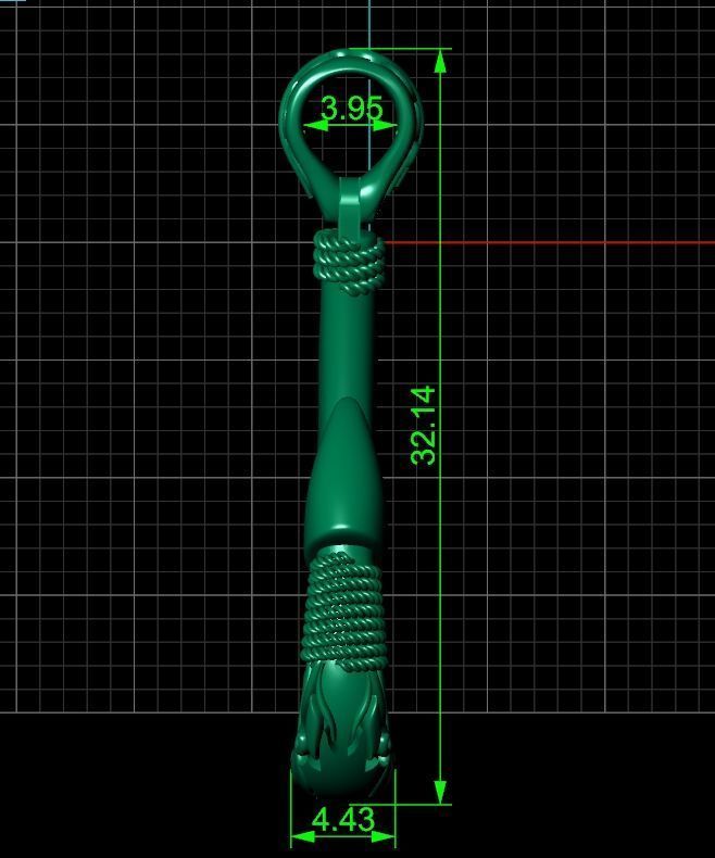 Fish hook pendant with hand engraved Hawaiian pattern 1402 3D print model_7