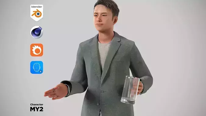 Modular Character - Asian Smart Casual Man - MY2 Low-poly 3D model