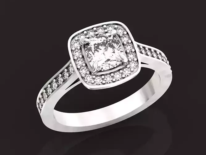 Classic Cushion Halo Diamond Ring 1403