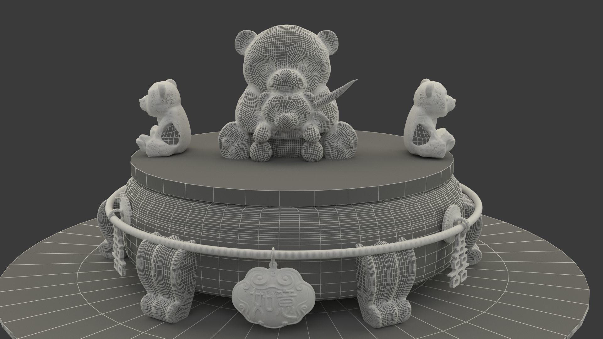 Chinese panda doll 3D model_7