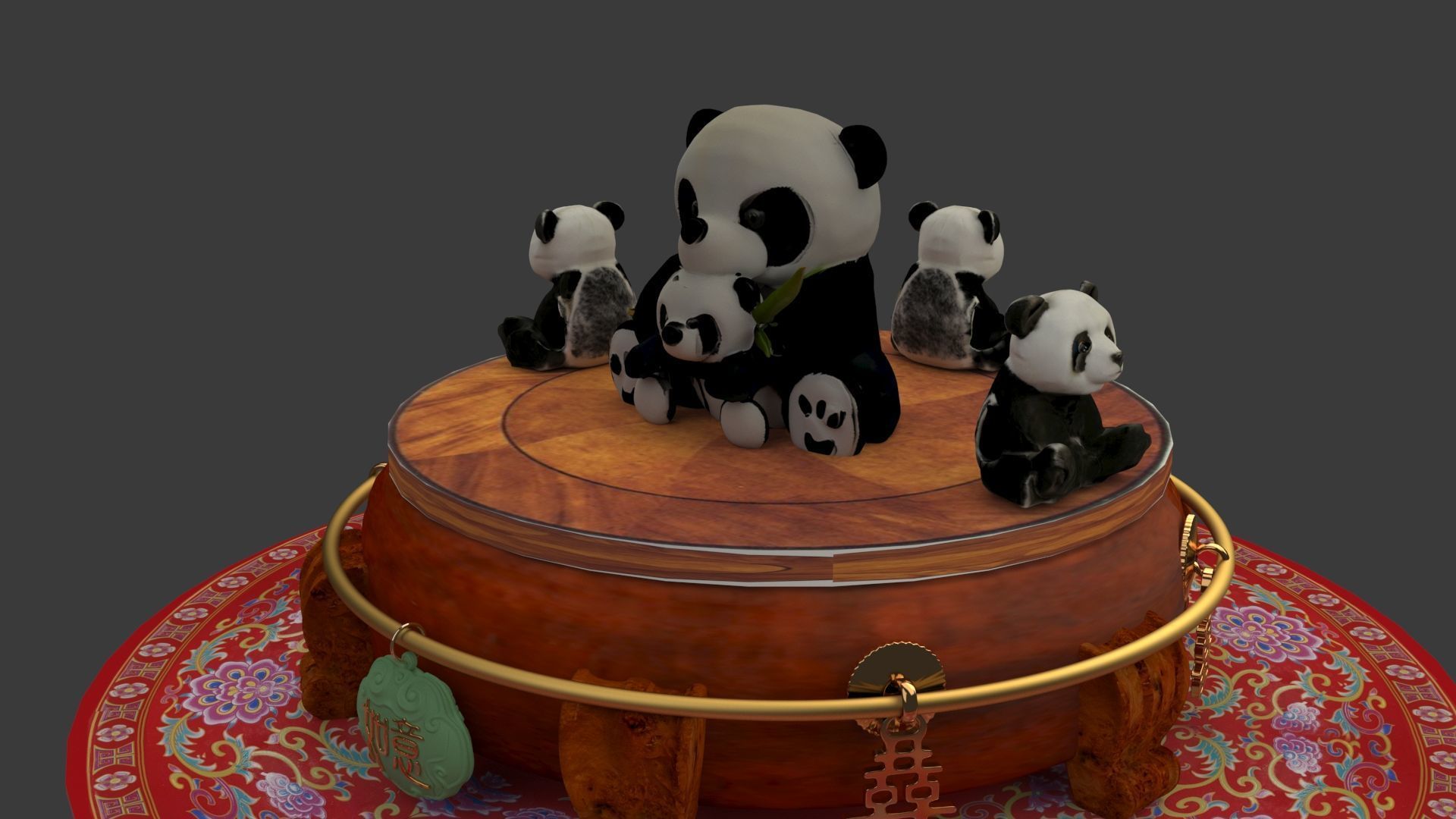 Chinese panda doll 3D model_2