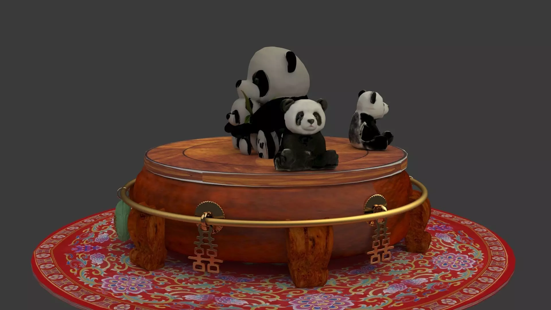Chinese panda doll 3D model_0