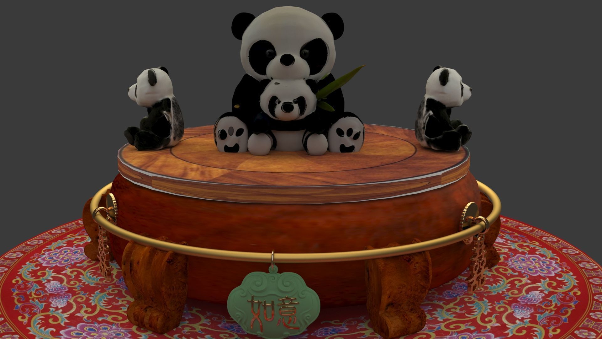 Chinese panda doll 3D model_4
