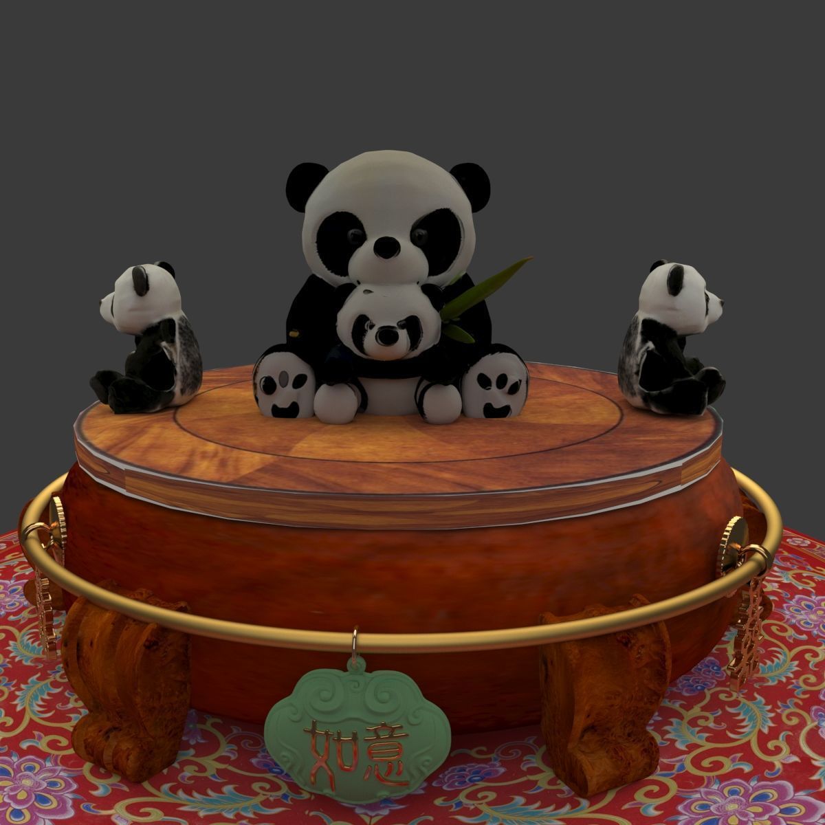 Chinese panda doll 3D model_6