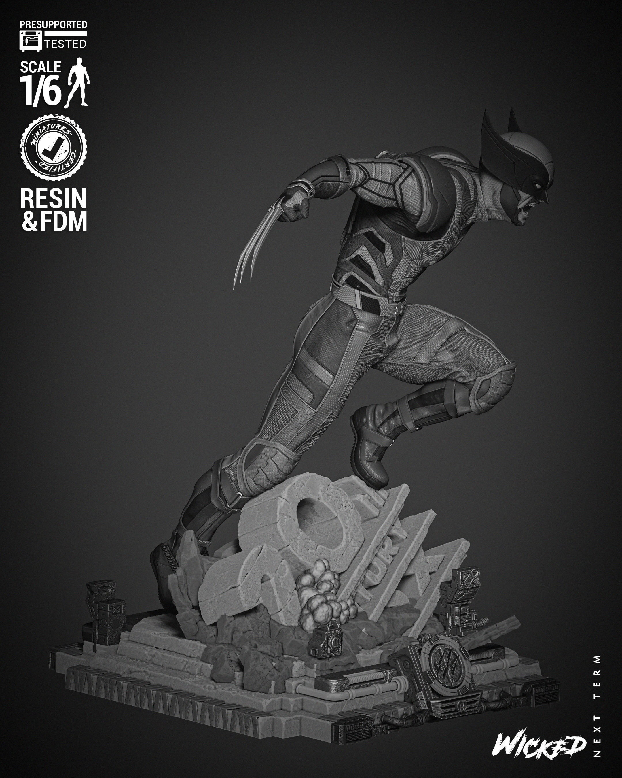Wicked Marvel Wolverine Sculpture  3D print model_2