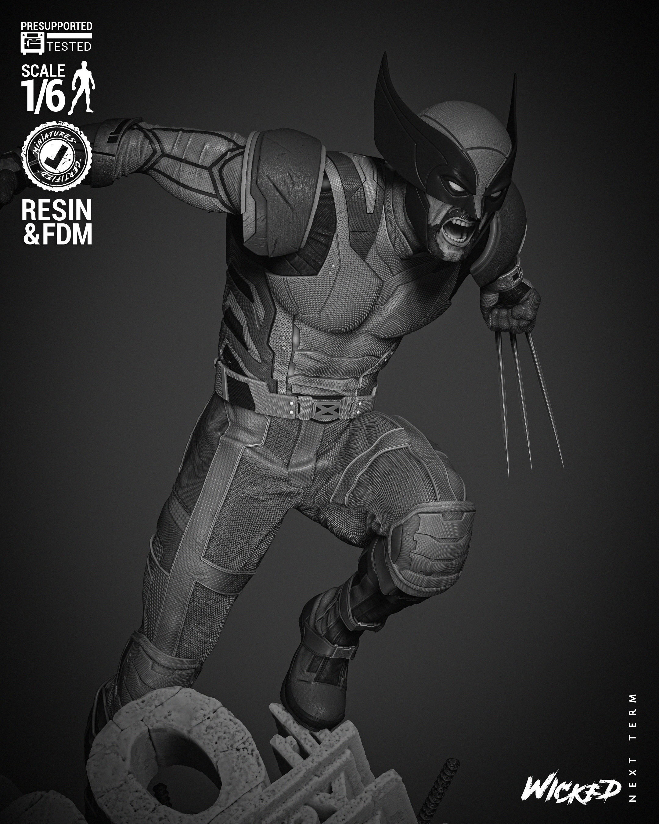 Wicked Marvel Wolverine Sculpture  3D print model_9