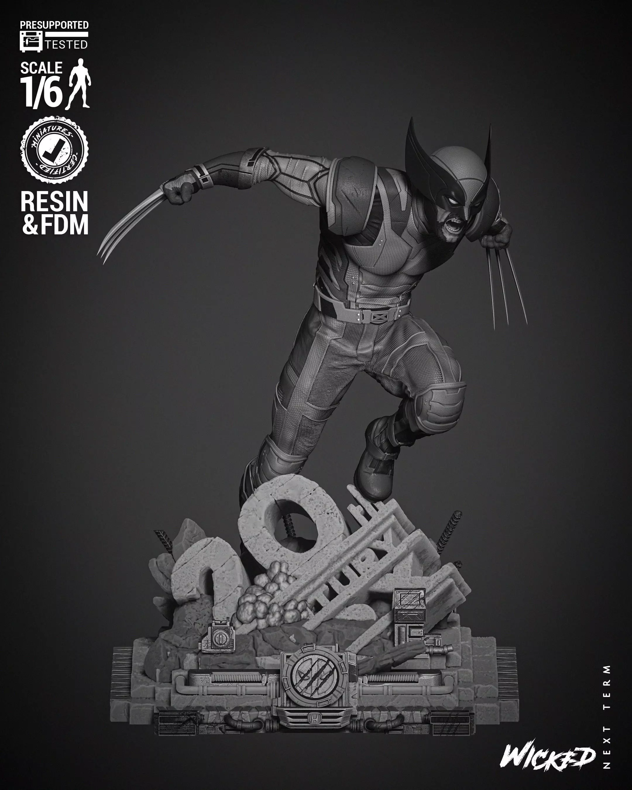 Wicked Marvel Wolverine Sculpture  3D print model_0