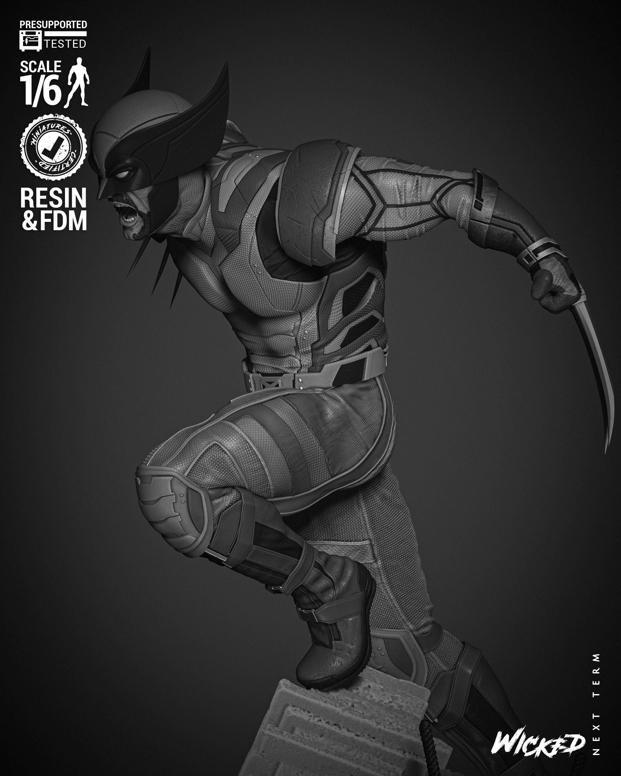 Wicked Marvel Wolverine Sculpture  3D print model_12