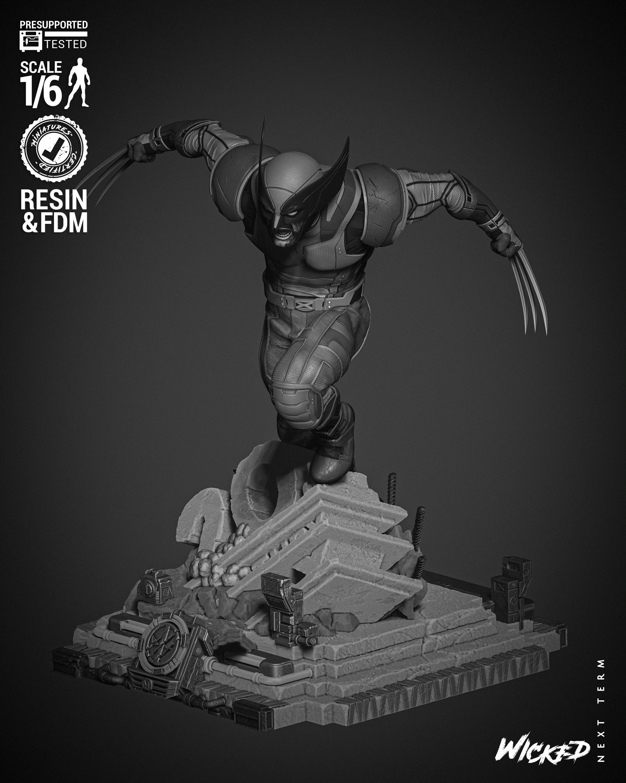 Wicked Marvel Wolverine Sculpture  3D print model_5