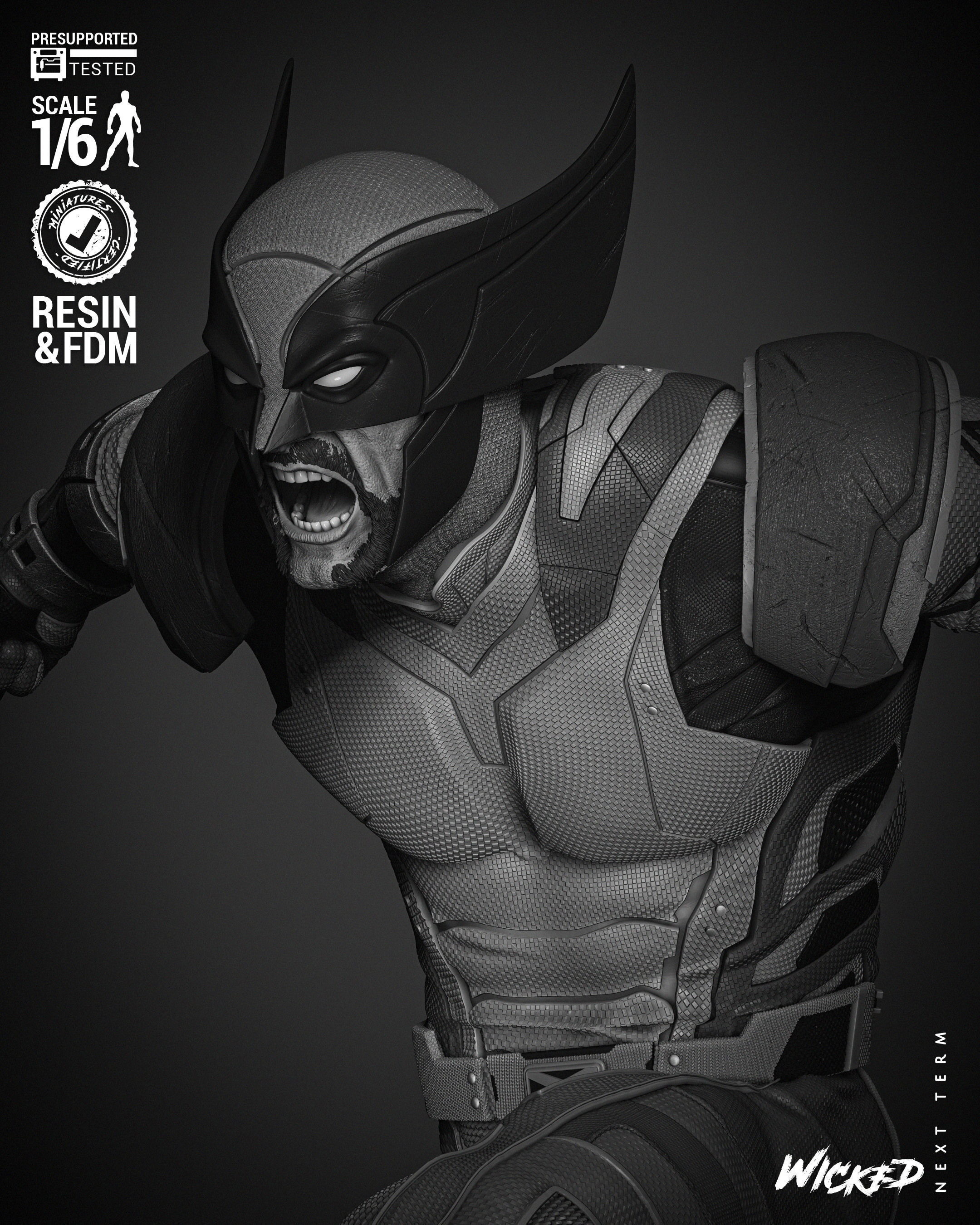 Wicked Marvel Wolverine Sculpture  3D print model_16