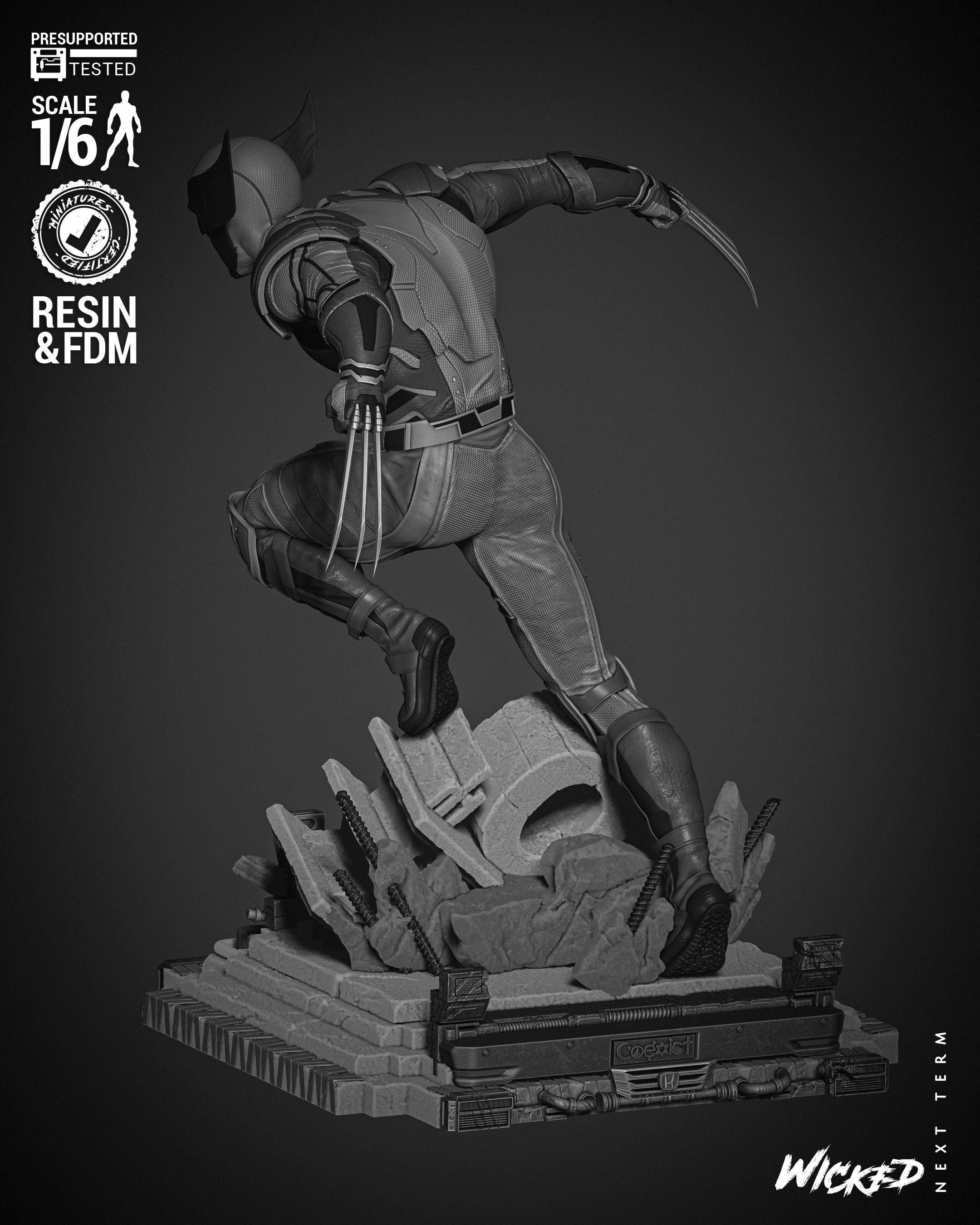 Wicked Marvel Wolverine Sculpture  3D print model_7