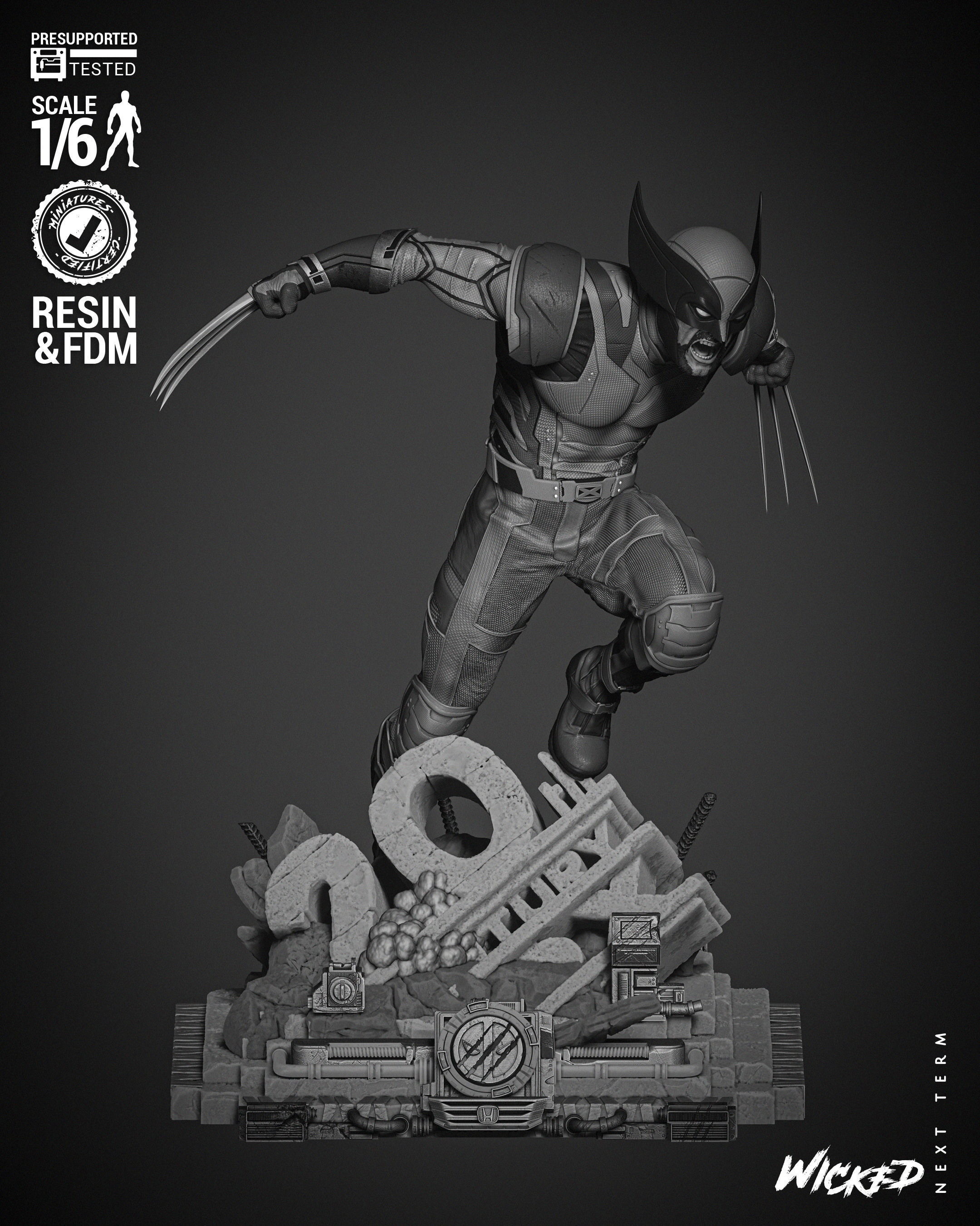 Wicked Marvel Wolverine Sculpture  3D print model_1