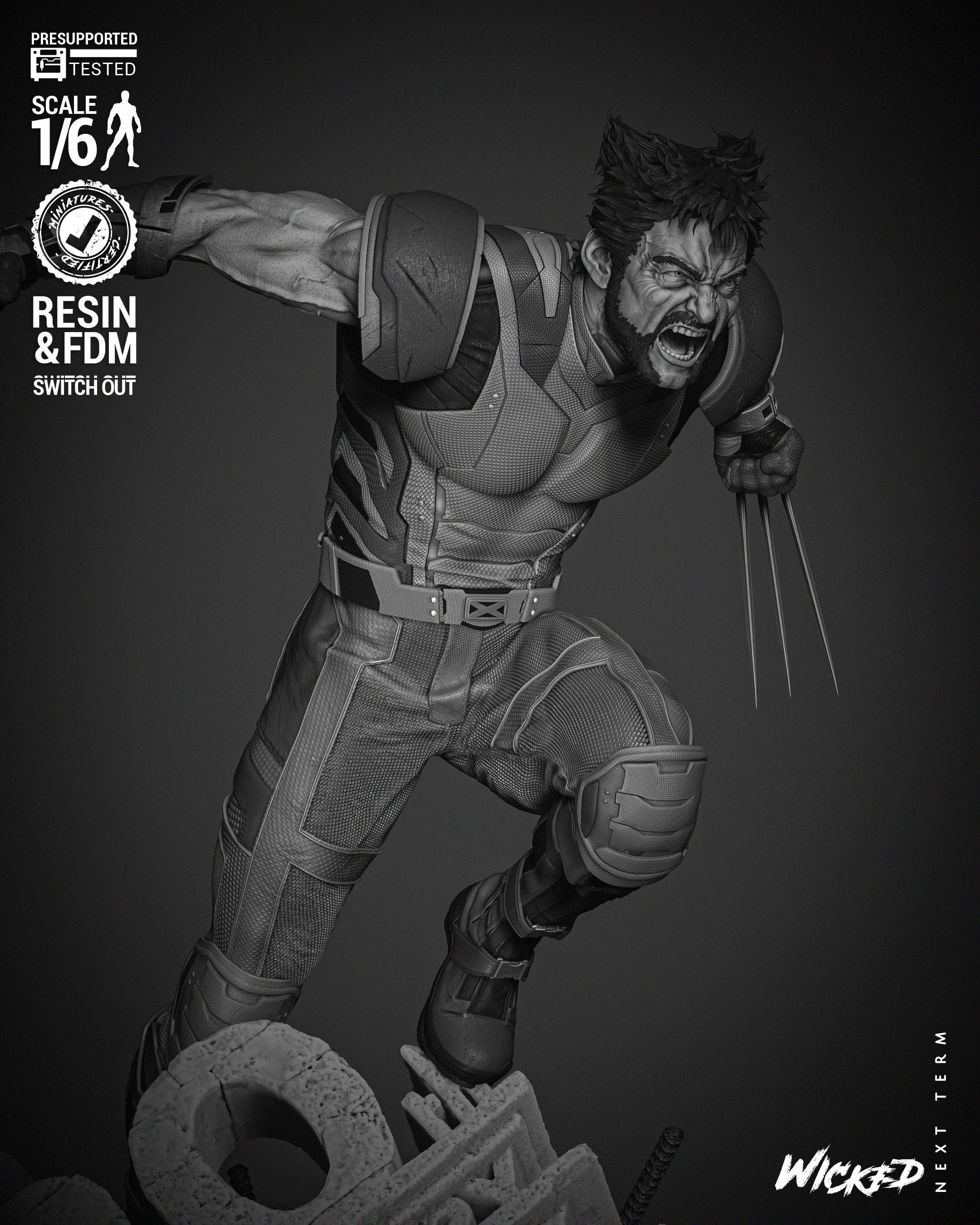 Wicked Marvel Wolverine Sculpture  3D print model_11