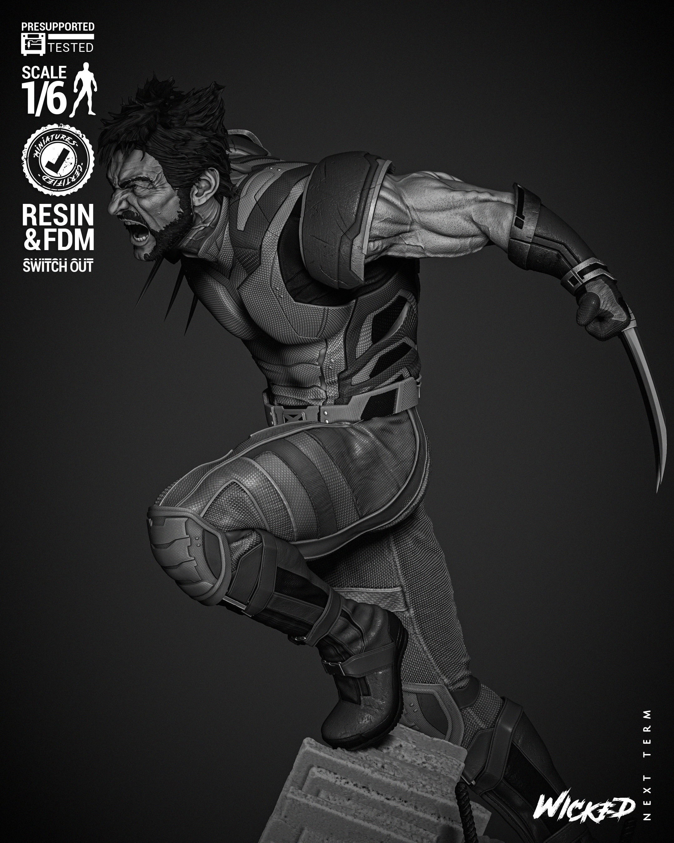 Wicked Marvel Wolverine Sculpture  3D print model_14