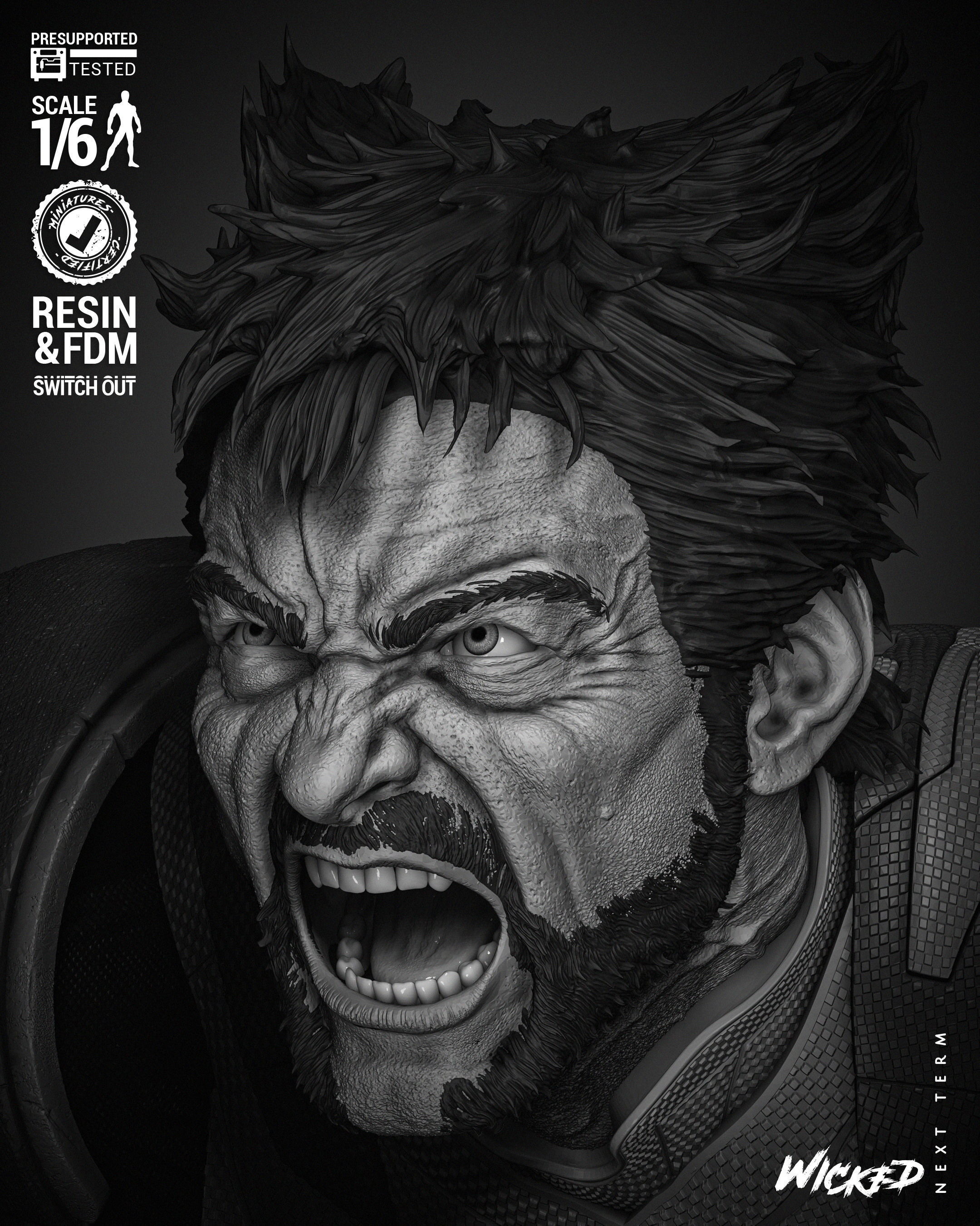 Wicked Marvel Wolverine Sculpture  3D print model_27