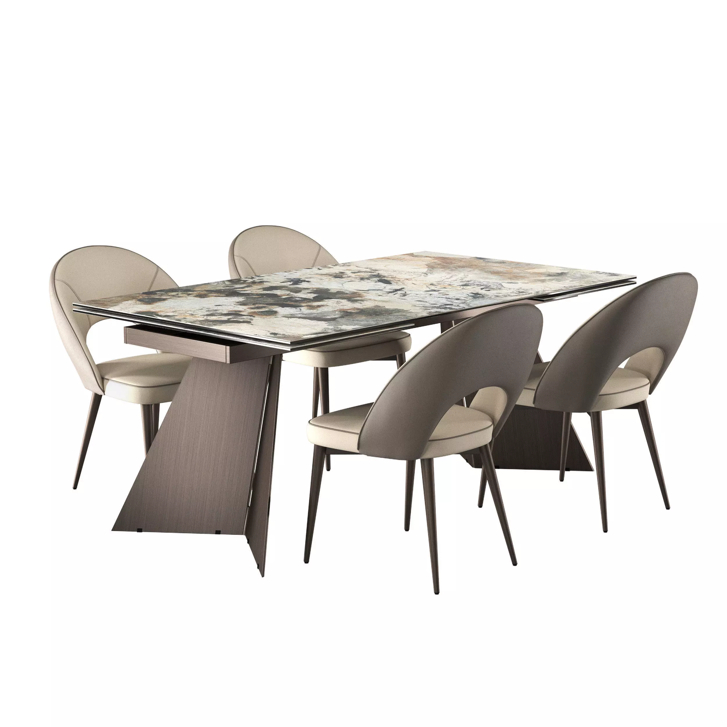 Modena Chairs with Dante Dining Table by Paramus megafurniture 3D model_0