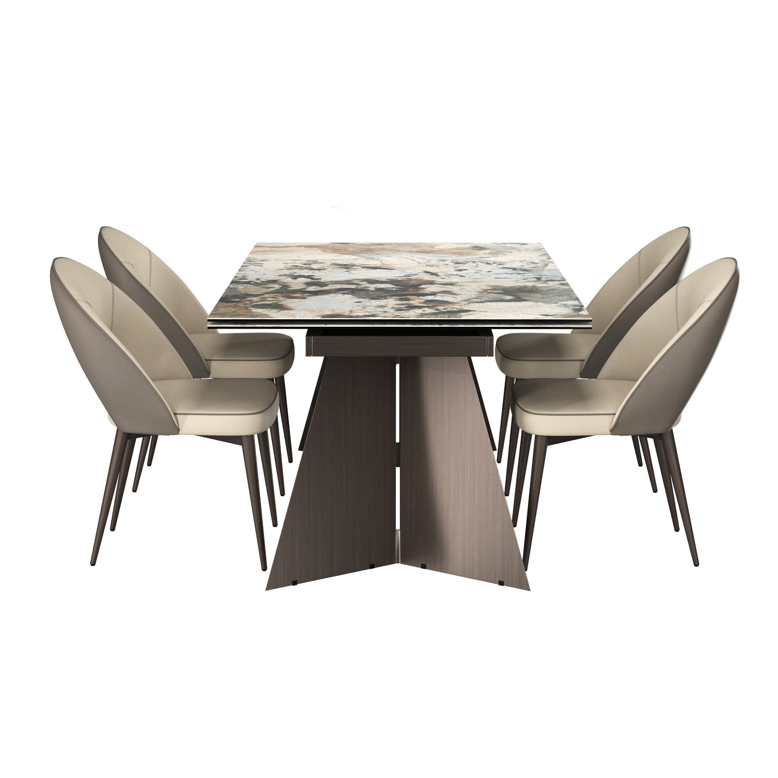Modena Chairs with Dante Dining Table by Paramus megafurniture 3D model_1