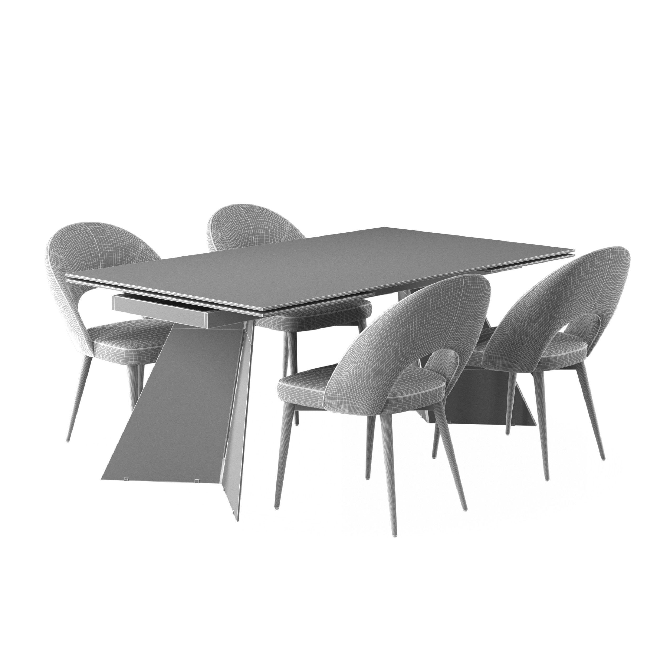 Modena Chairs with Dante Dining Table by Paramus megafurniture 3D model_3