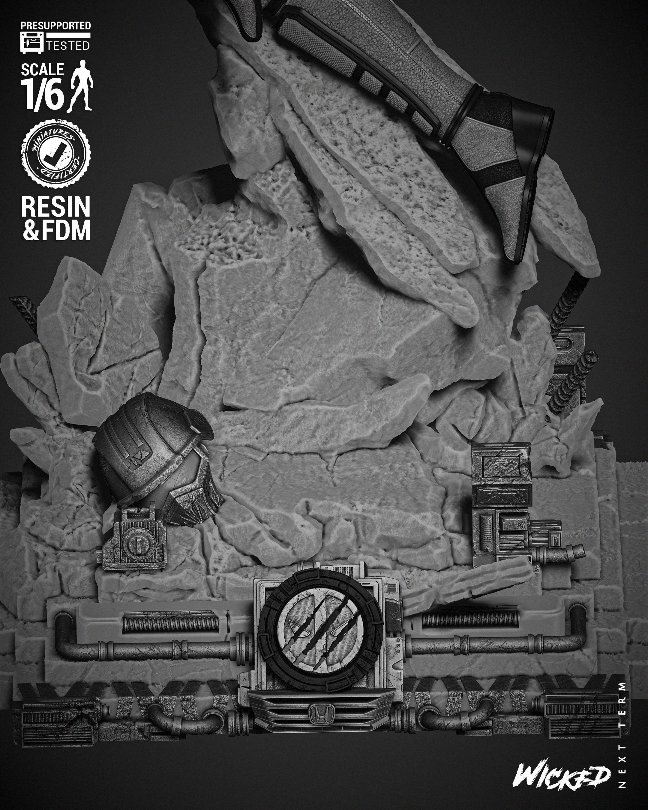 Wicked Marvel Lady Deadpool Sculpture 3D print model_30