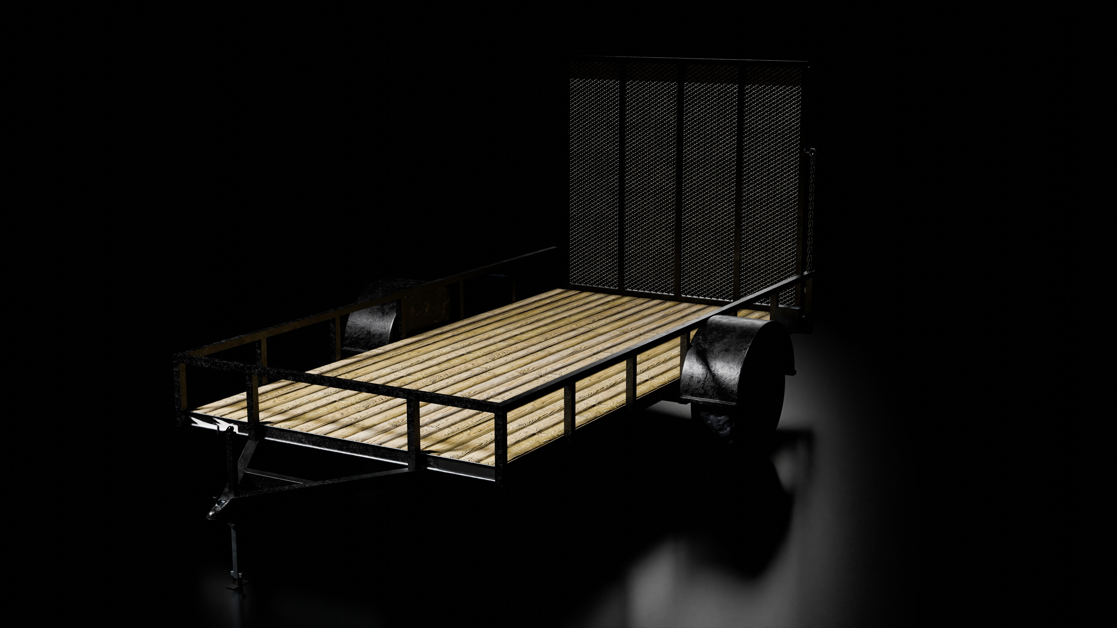 Single Axle Trailer 3D model_2