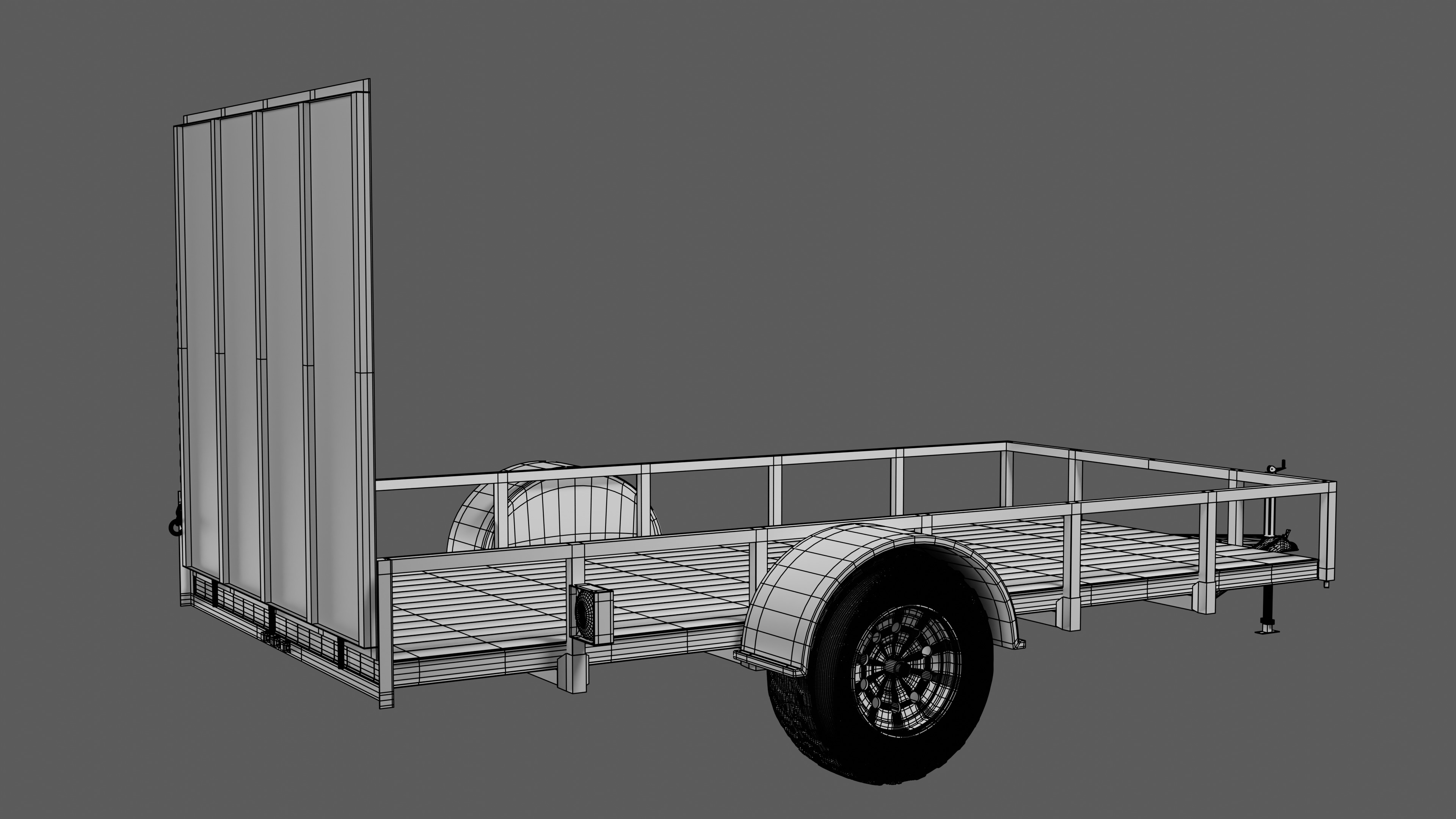Single Axle Trailer 3D model_6