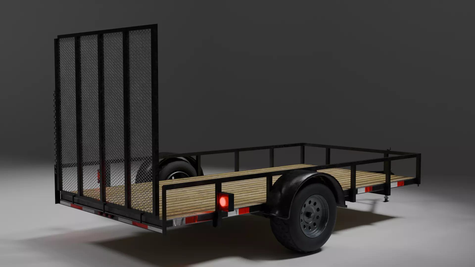 Single Axle Trailer 3D model_0