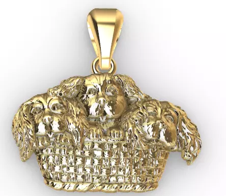 Basket of Puppies Pendant 3D print model_0