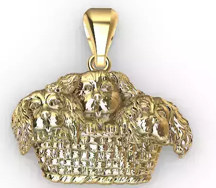Basket of Puppies Pendant 3D print model Basket of Puppies Pendant 3D print model