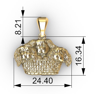 Basket of Puppies Pendant 3D print model_11