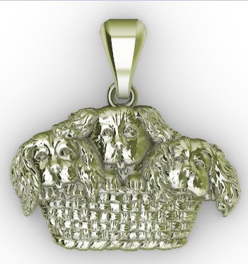 Basket of Puppies Pendant 3D print model_4