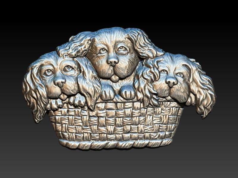 Basket of Puppies Pendant 3D print model_7