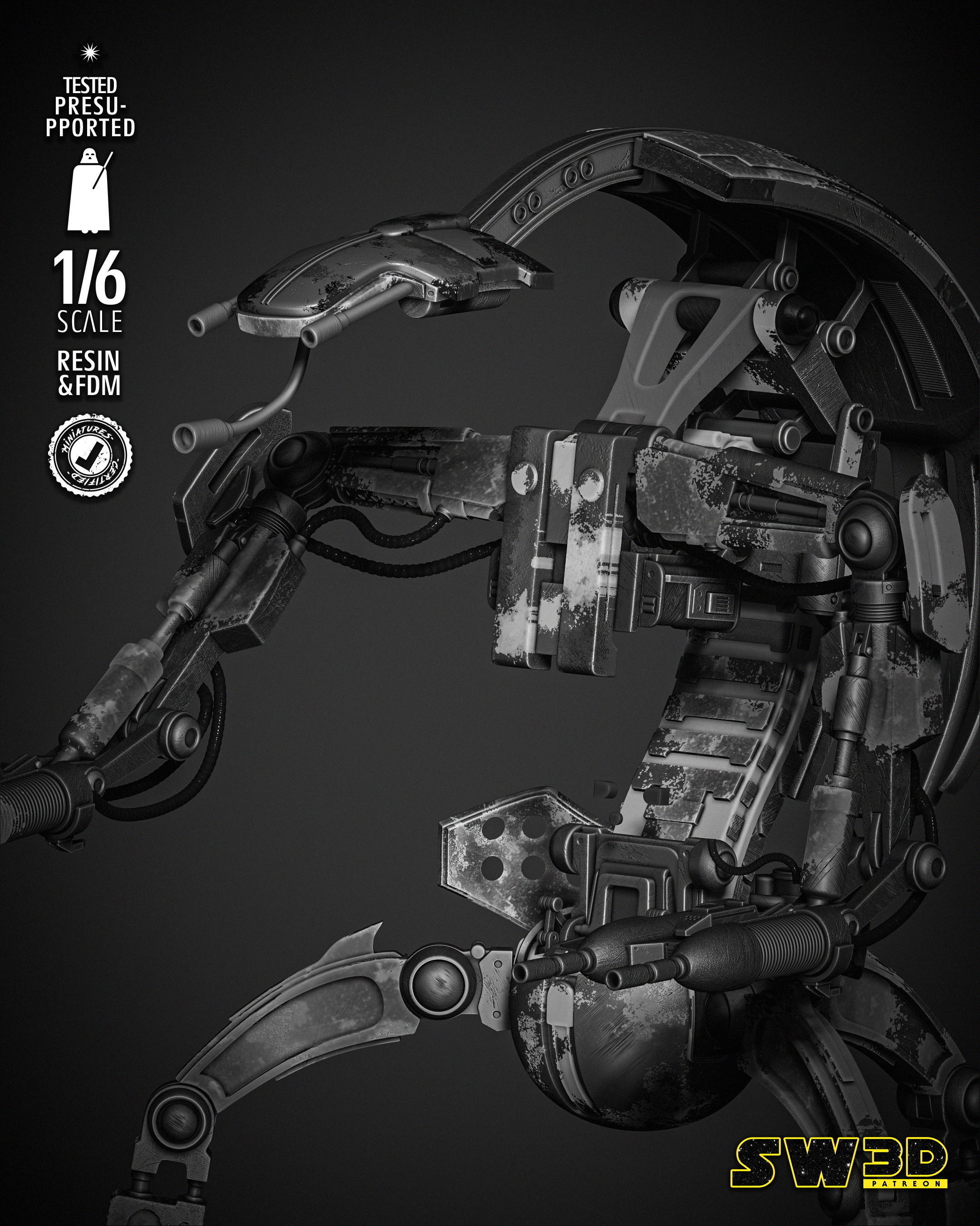 STAR WARS Droideka Sculpture 3D print model_19