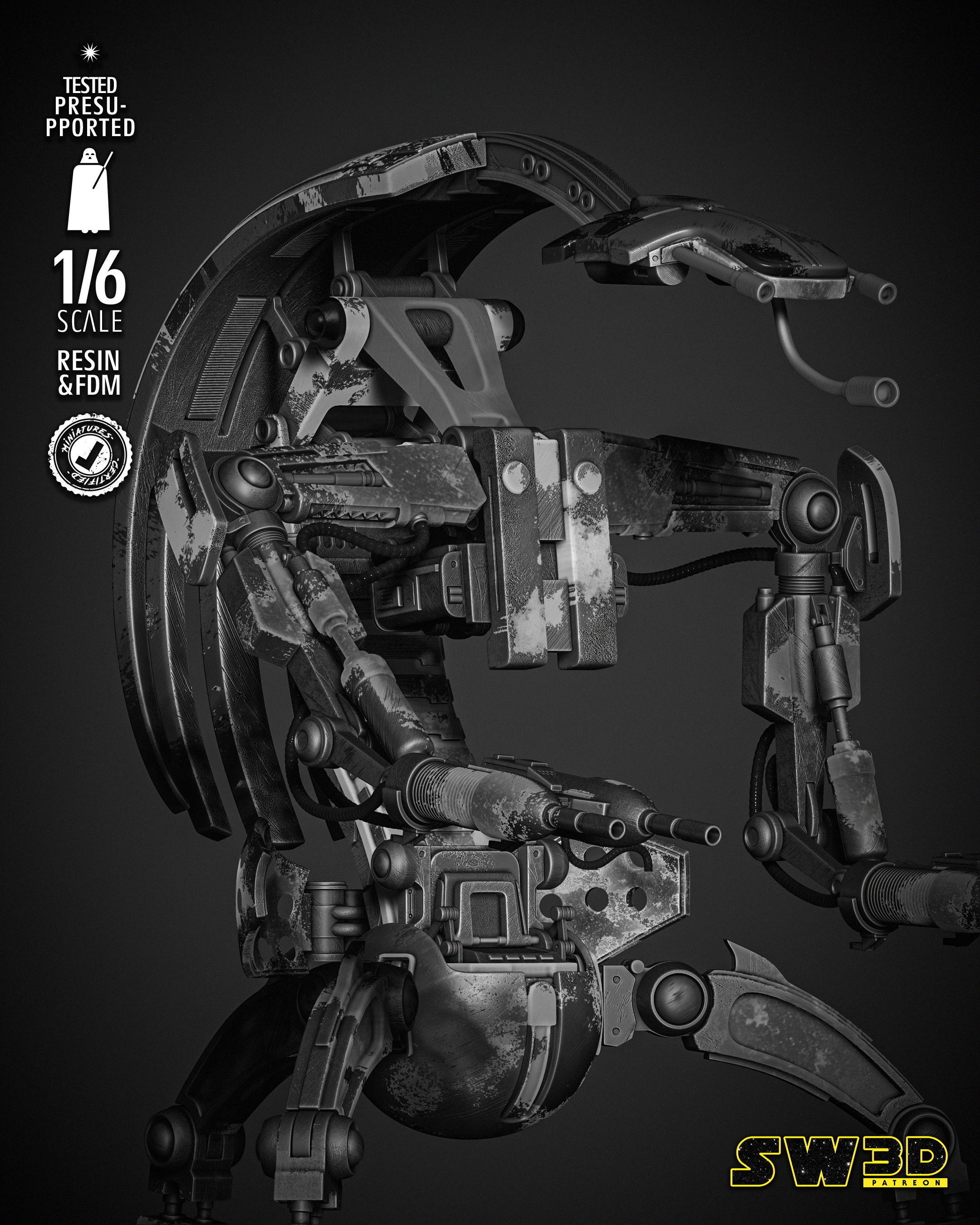 STAR WARS Droideka Sculpture 3D print model_23